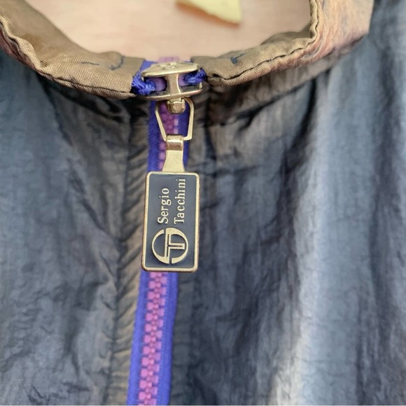 VINTAGE SERGIO TACCHINI MENS WINDBREAKER TRACKSUIT RED BLUE SIZE LARGE NICE - Picture 5 of 8